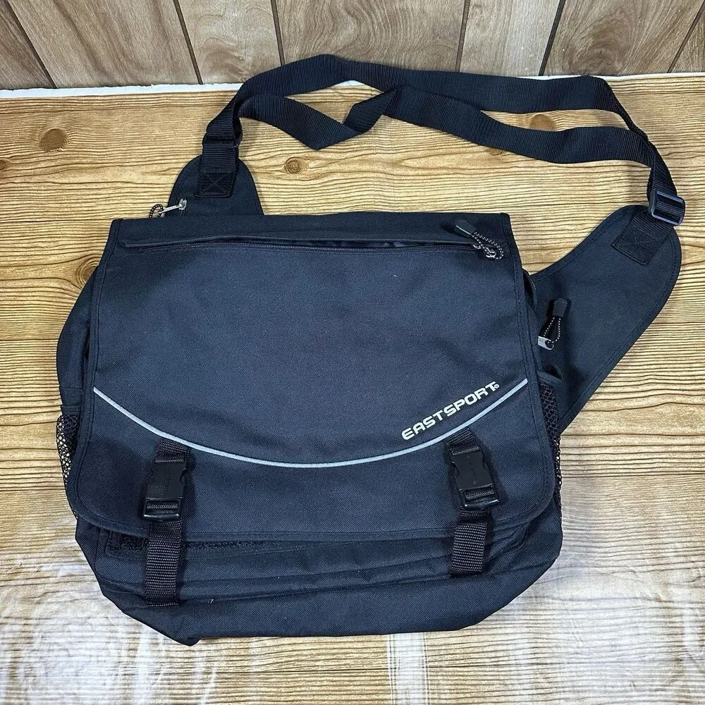 EASTPORT Messenger‎ Laptop Bag Black Nylon 16” wide x 14” tall x 4” deep